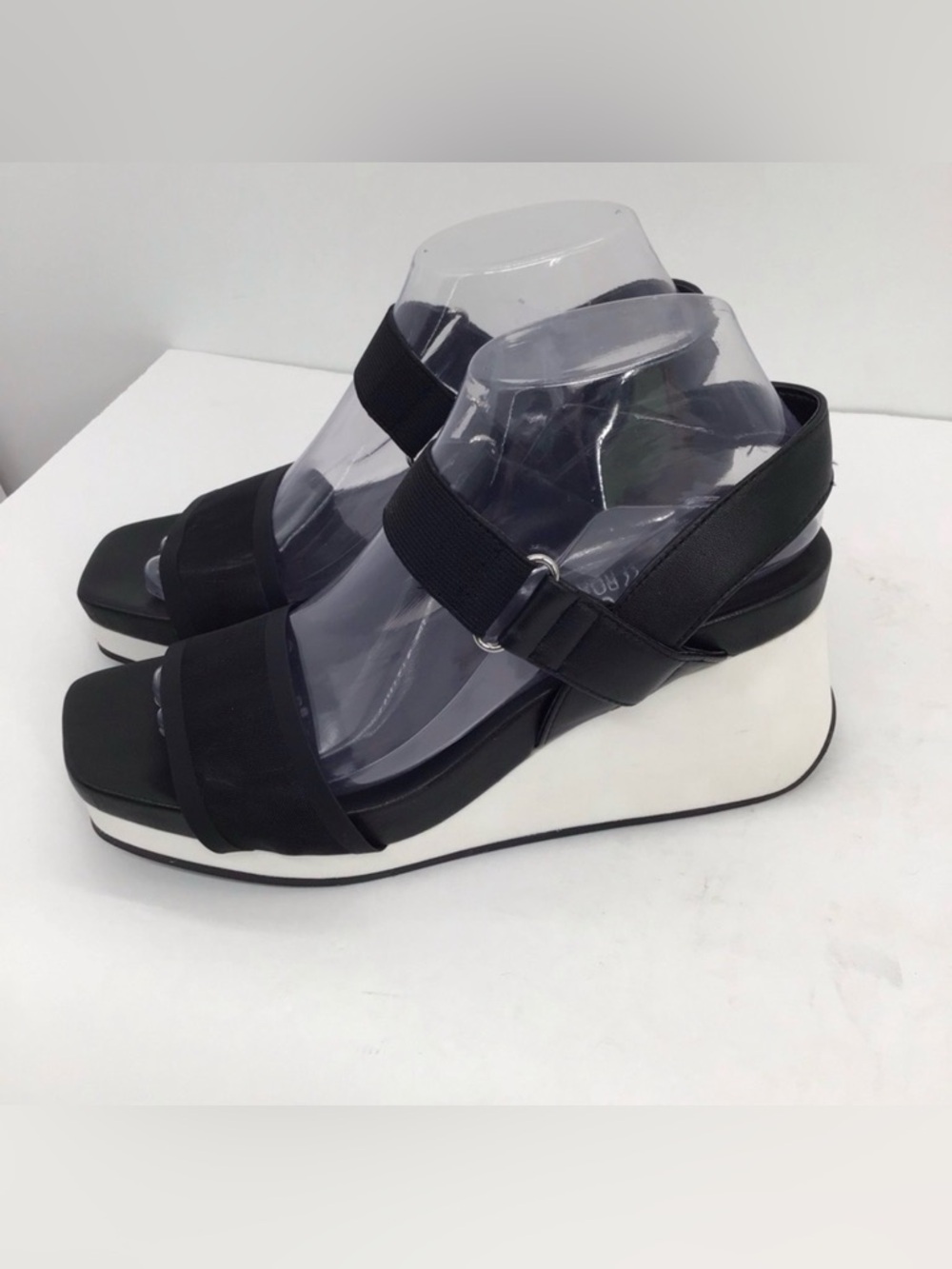 Nurture By Lamaze Roam Wedge Mesh Black Platform Sandal Black/White Size 8M